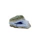 Blue lace agate raw geode, angled view of banded blue chalcedony