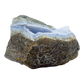 Blue lace agate raw geode, close view of druzy crystal texture