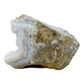 Blue lace agate raw geode, angled view of banded blue chalcedony