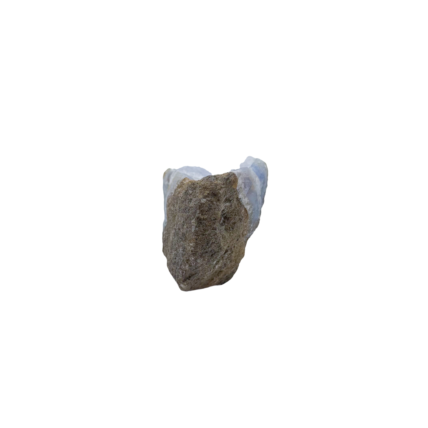 Blue lace agate raw geode, alternate angle of natural blue cavity