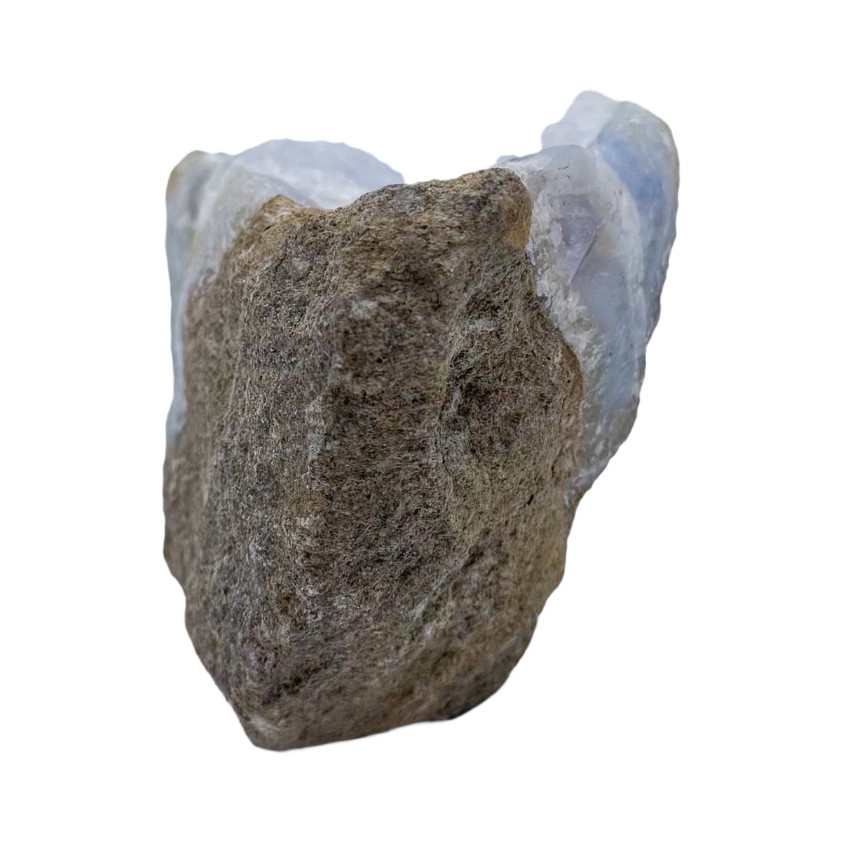 Blue lace agate raw geode, alternate angle of natural blue cavity