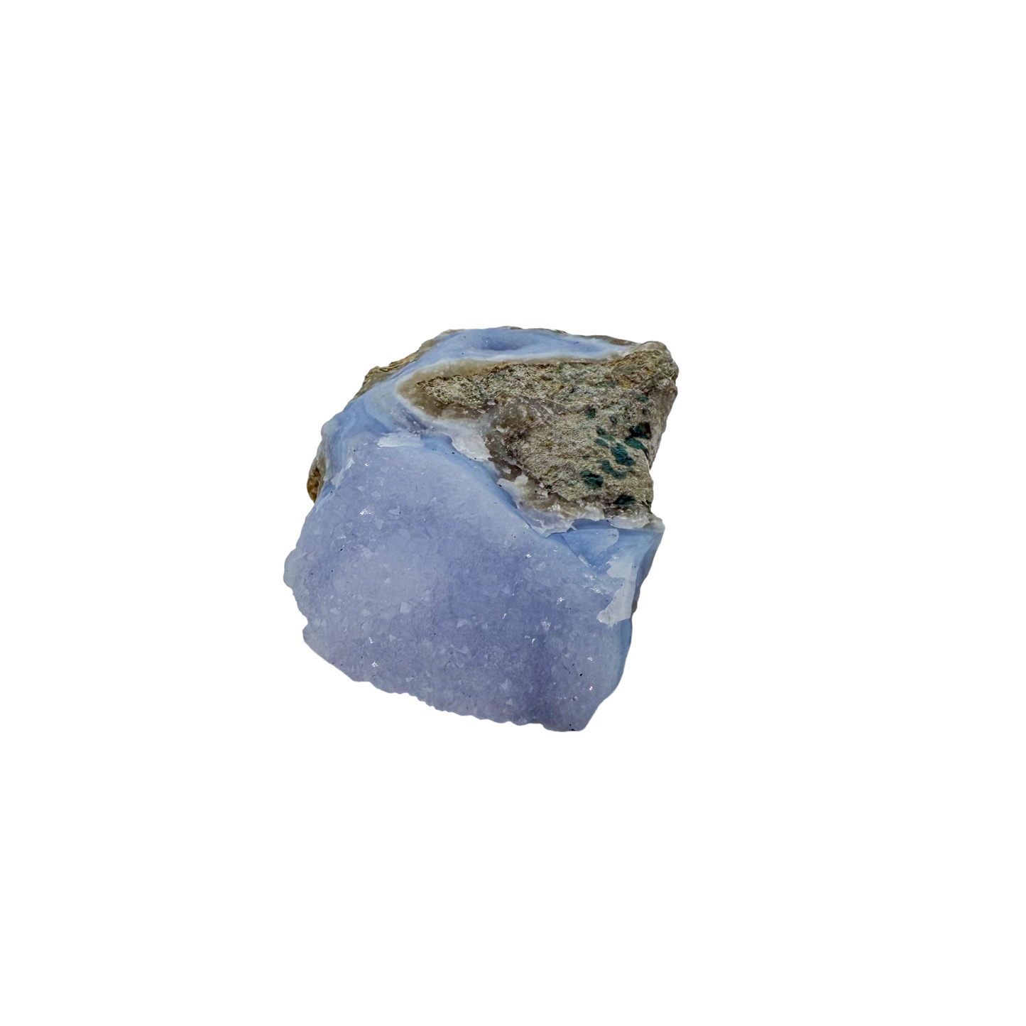 Blue lace agate raw geode from Malawi, AA grade, pale blue banded chalcedony in a natural cavity