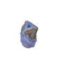 Blue lace agate raw geode, angled view of banded blue chalcedony