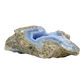 Blue lace agate raw geode from Malawi, uncut host rock with blue banded interior