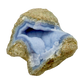 Blue lace agate raw geode, side view showing natural cavity and druzy