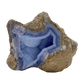 Blue lace agate raw geode, angled view of banded blue chalcedony