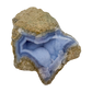 Blue lace agate raw geode, close view of druzy crystal texture