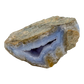 Blue lace agate raw geode from Malawi, uncut host rock with blue banded interior