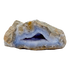 Blue lace agate raw geode, side view showing natural cavity and druzy