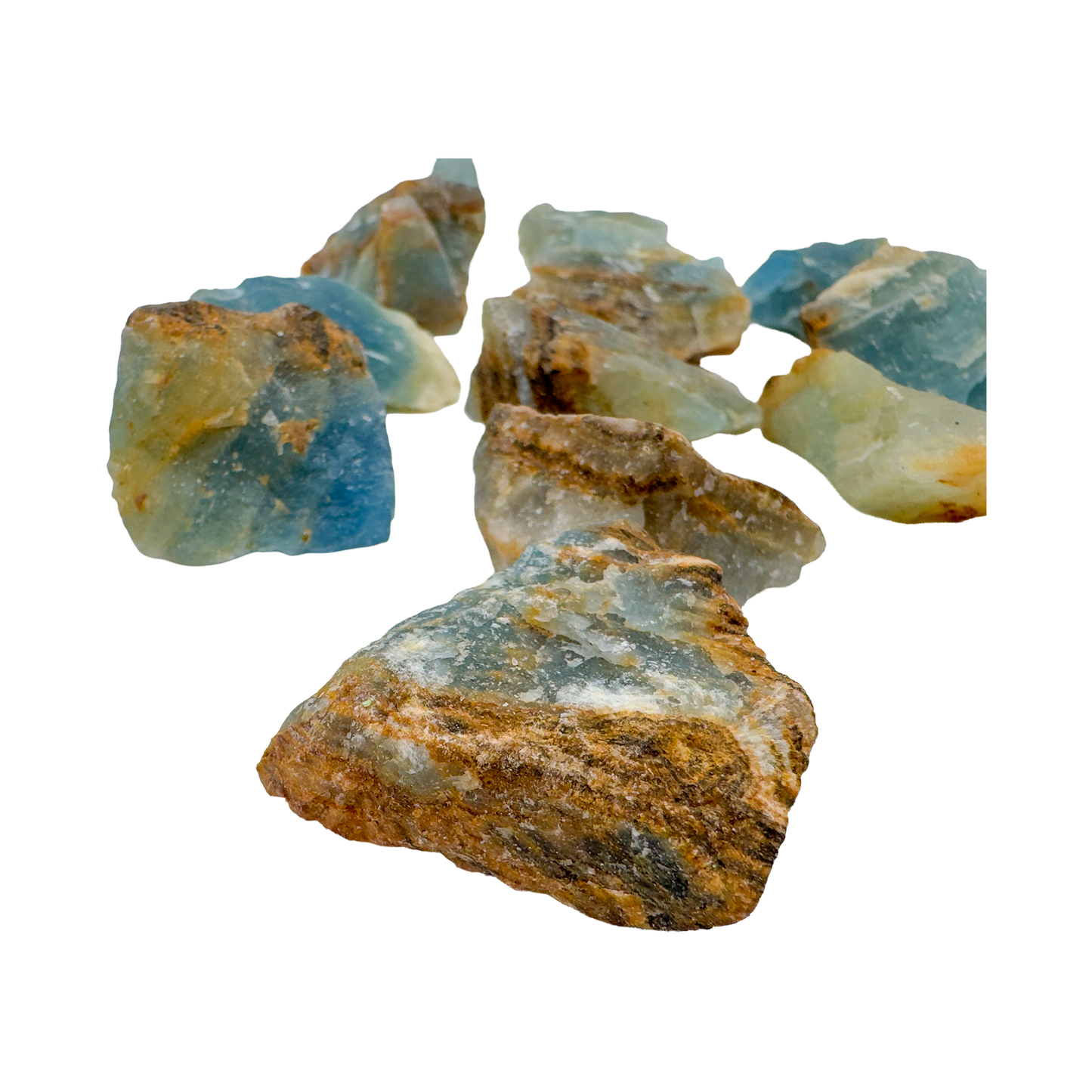 Side angle of Blue Onyx raw stone from Minas Gerais, Brazil