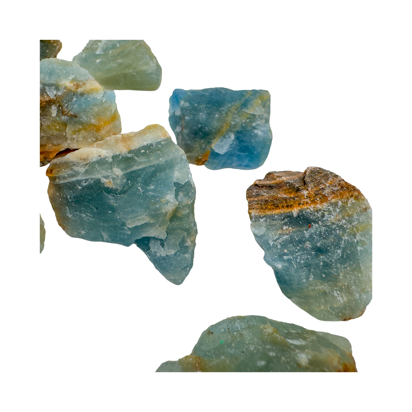 Top view of Blue Onyx raw stone showing waxy luster