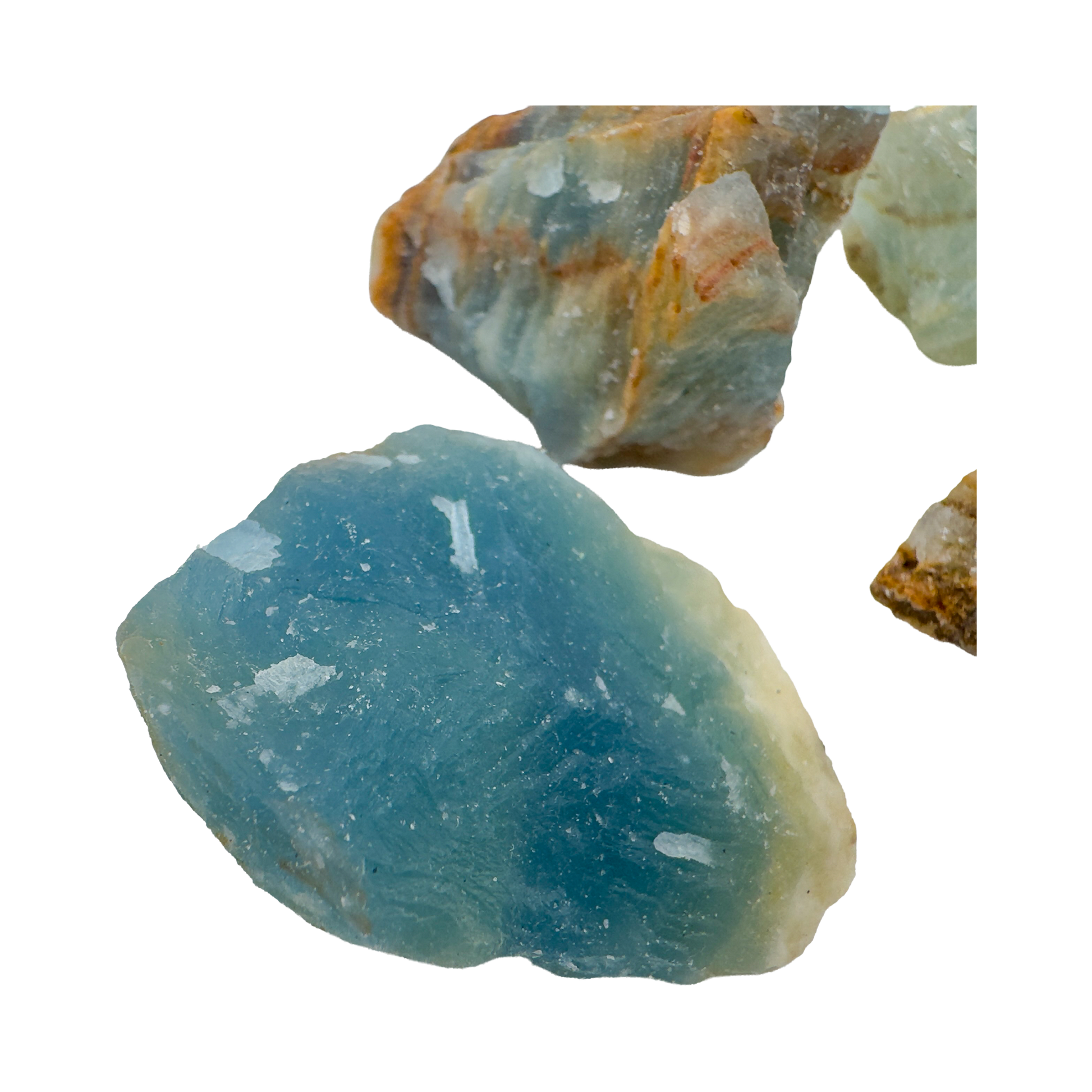 Bird's-eye view of Blue Onyx raw stone, A grade Brazil