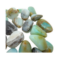 Blue Opal tumbled stone closeup showing waxy luster