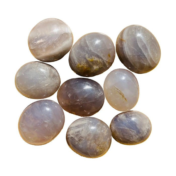Blue Rose Quartz Palm Stones for Anxiety Relief, Calm & Confidence — blue smooth polished, hand-selected A directly from Madagascar