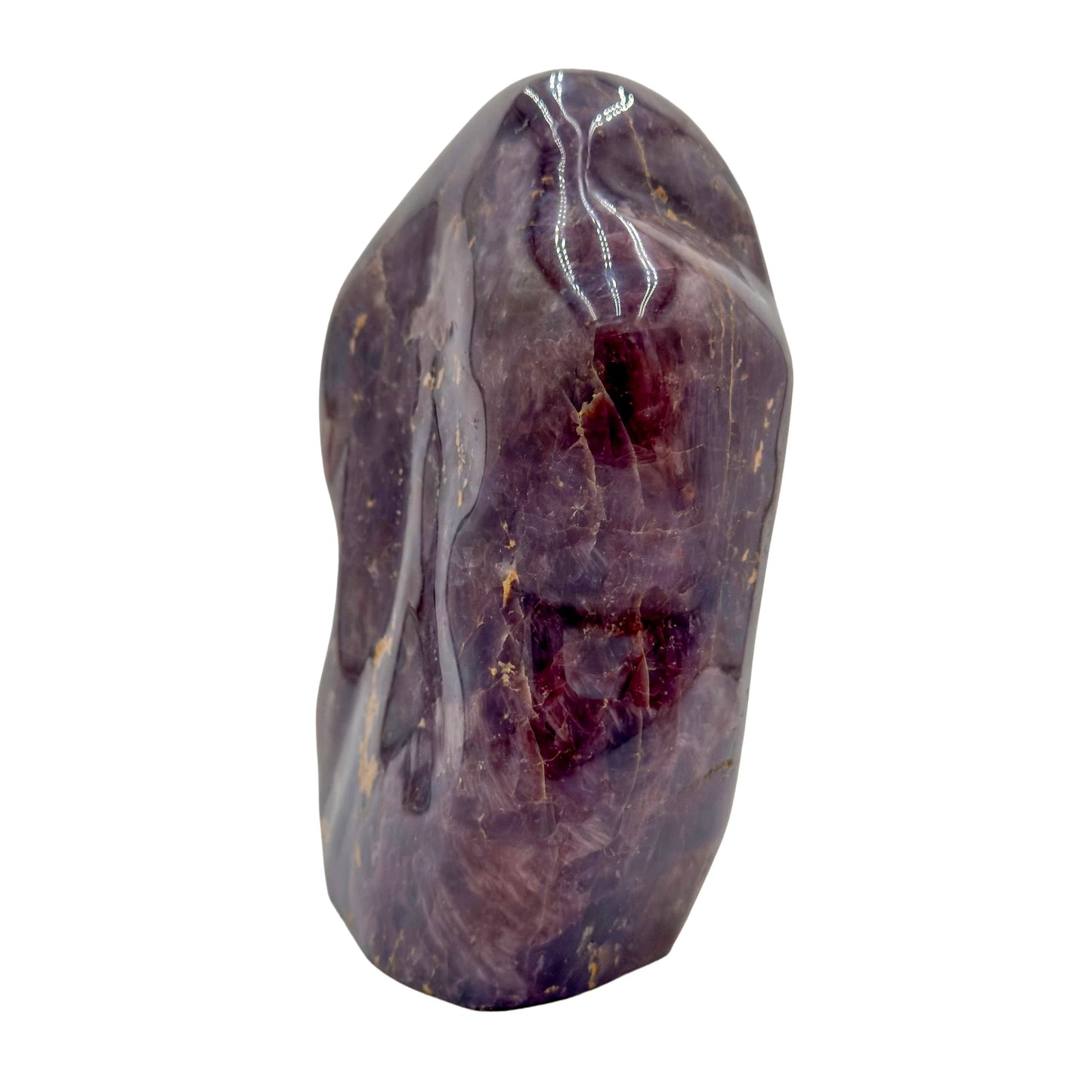 Rear view of Blue Rose Quartz freeform, from Madagascar, showing characteristic color.