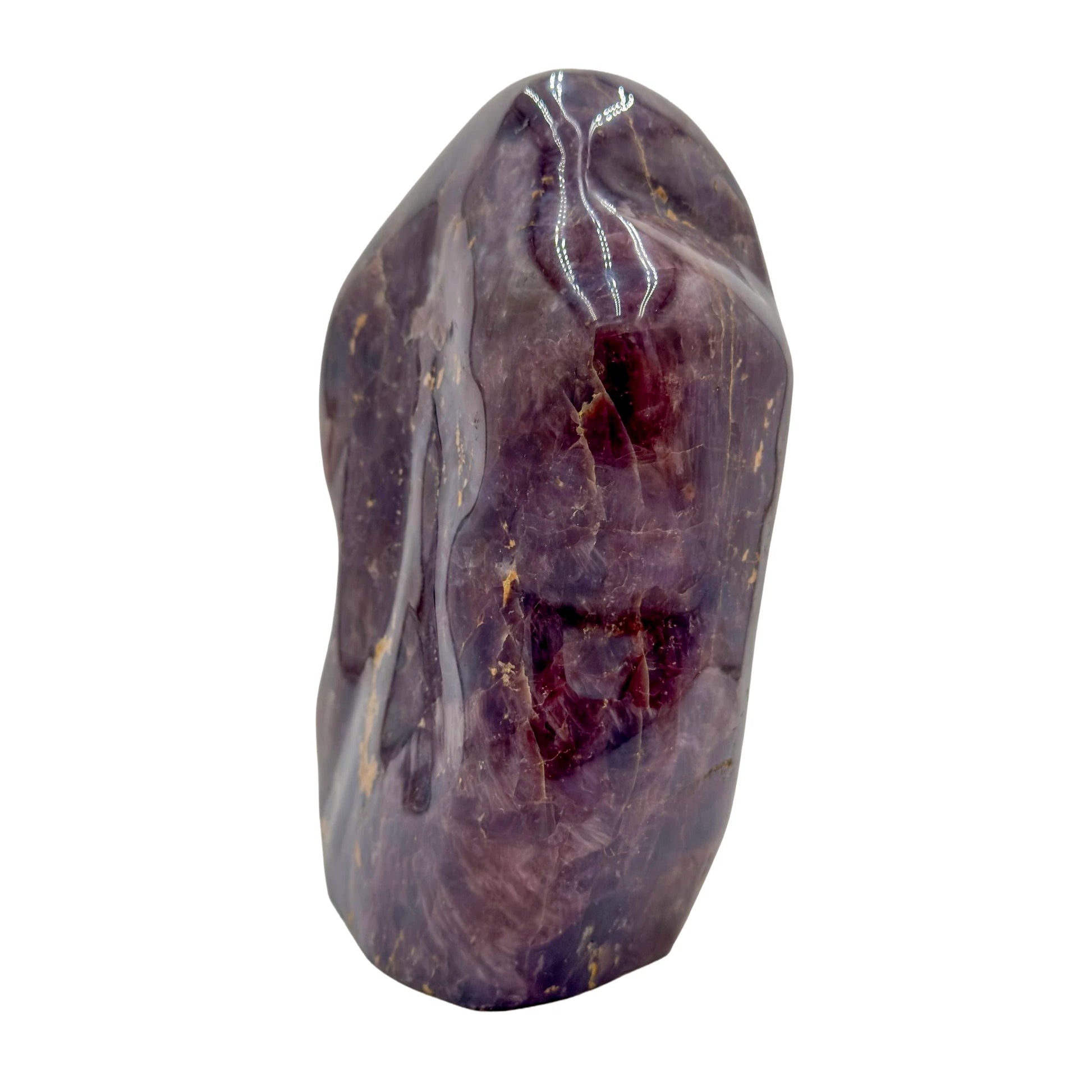Rear view of Blue Rose Quartz freeform, from Madagascar, showing characteristic color.