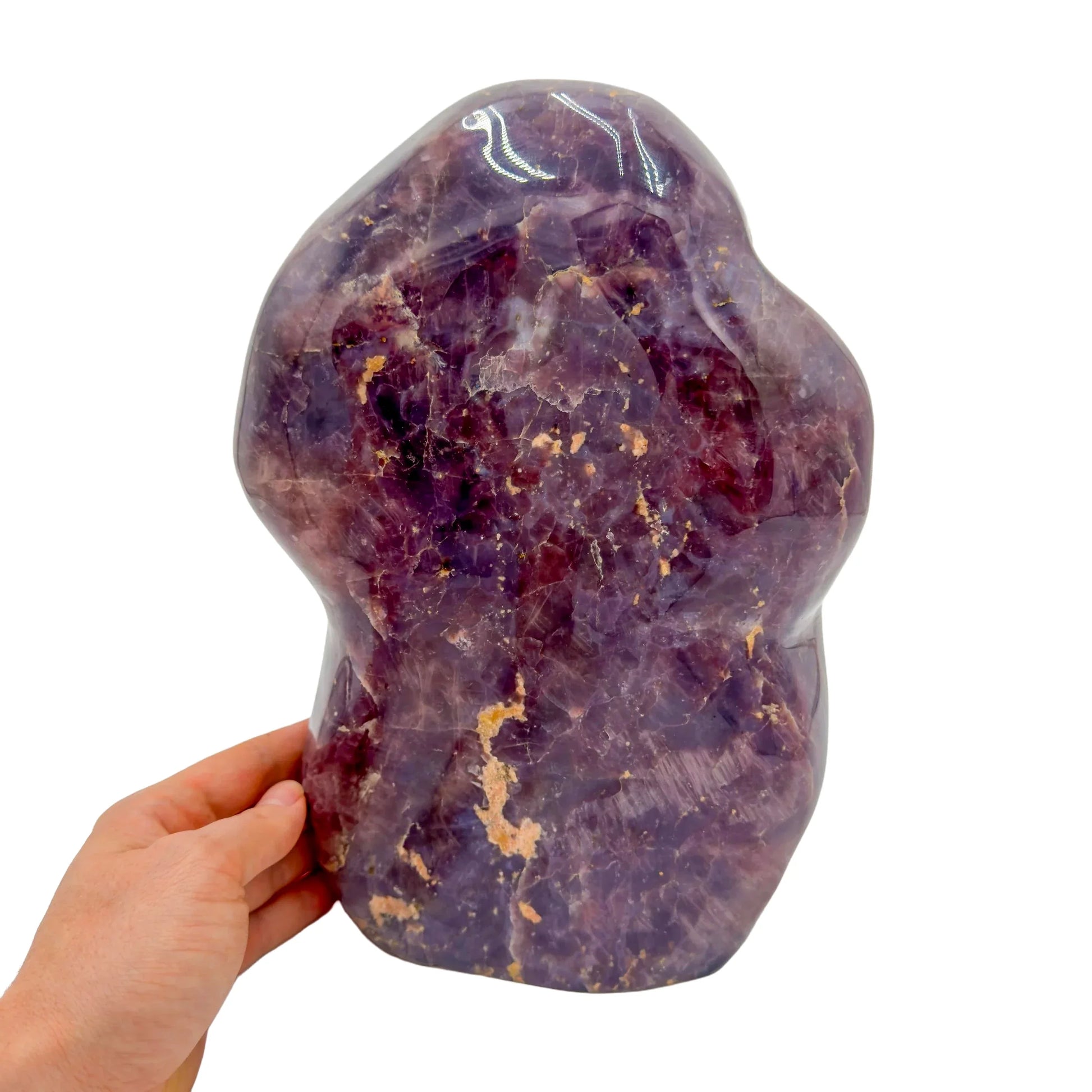 Back view of Grade AA Blue Rose Quartz freeform showing natural surface