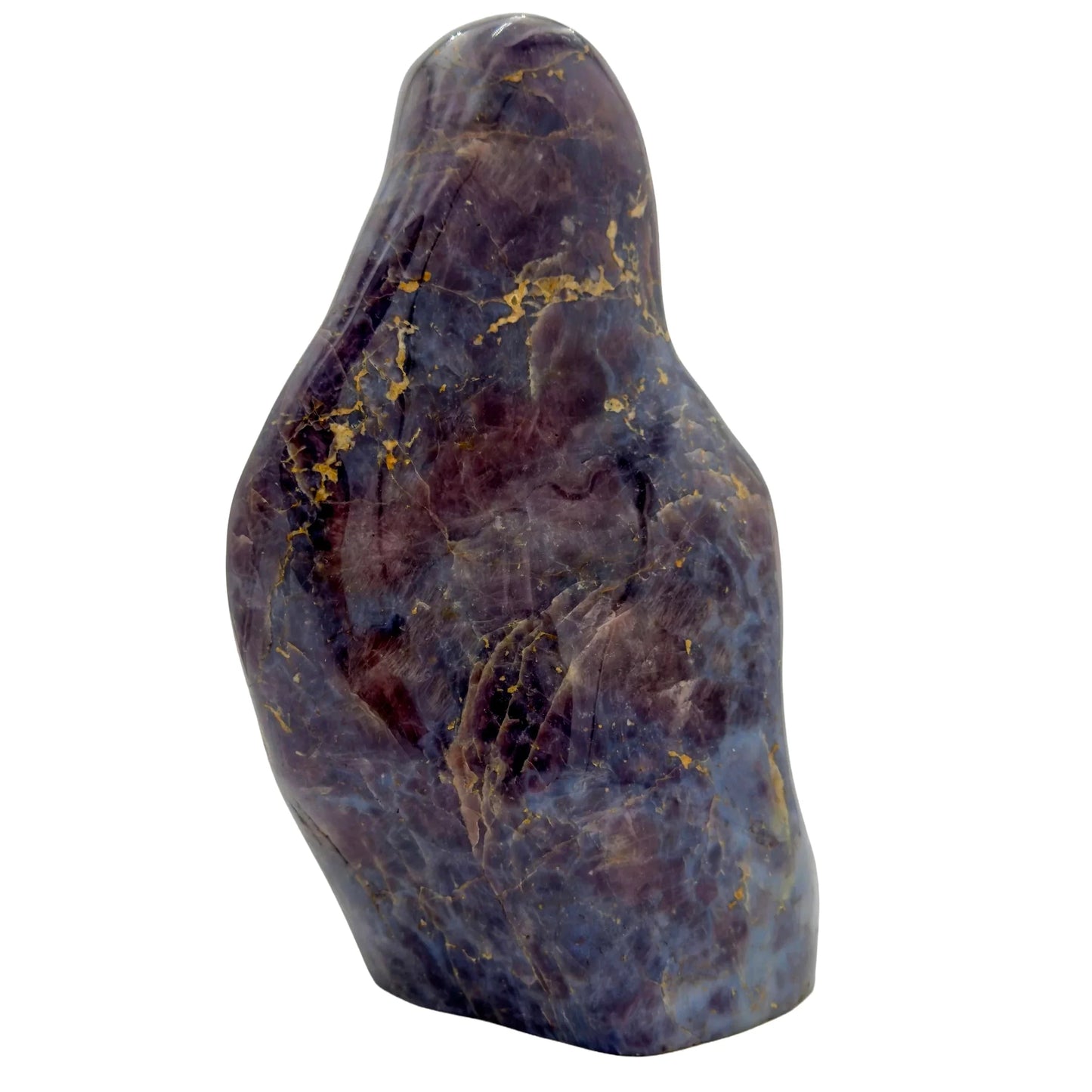 Sideways view of Blue Rose Quartz freeform, kept close for Stress Relief and Emotional Healing, showing natural inclusions.