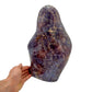 Full profile of Grade AA Blue Rose Quartz freeform ready to ship from Beyond Bohemian