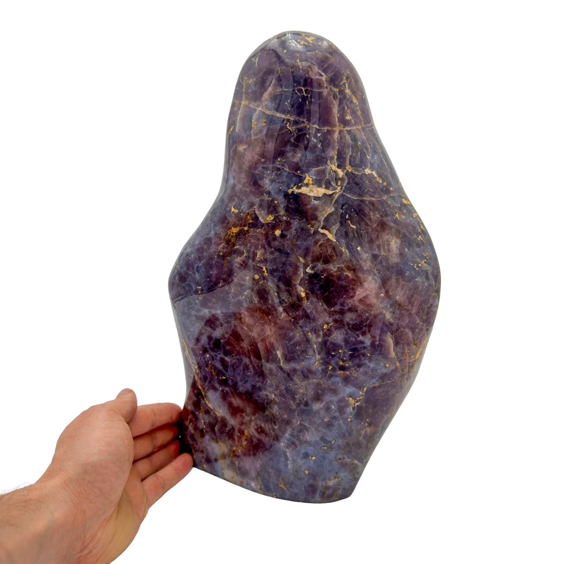 Full profile of Grade AA Blue Rose Quartz freeform ready to ship from Beyond Bohemian
