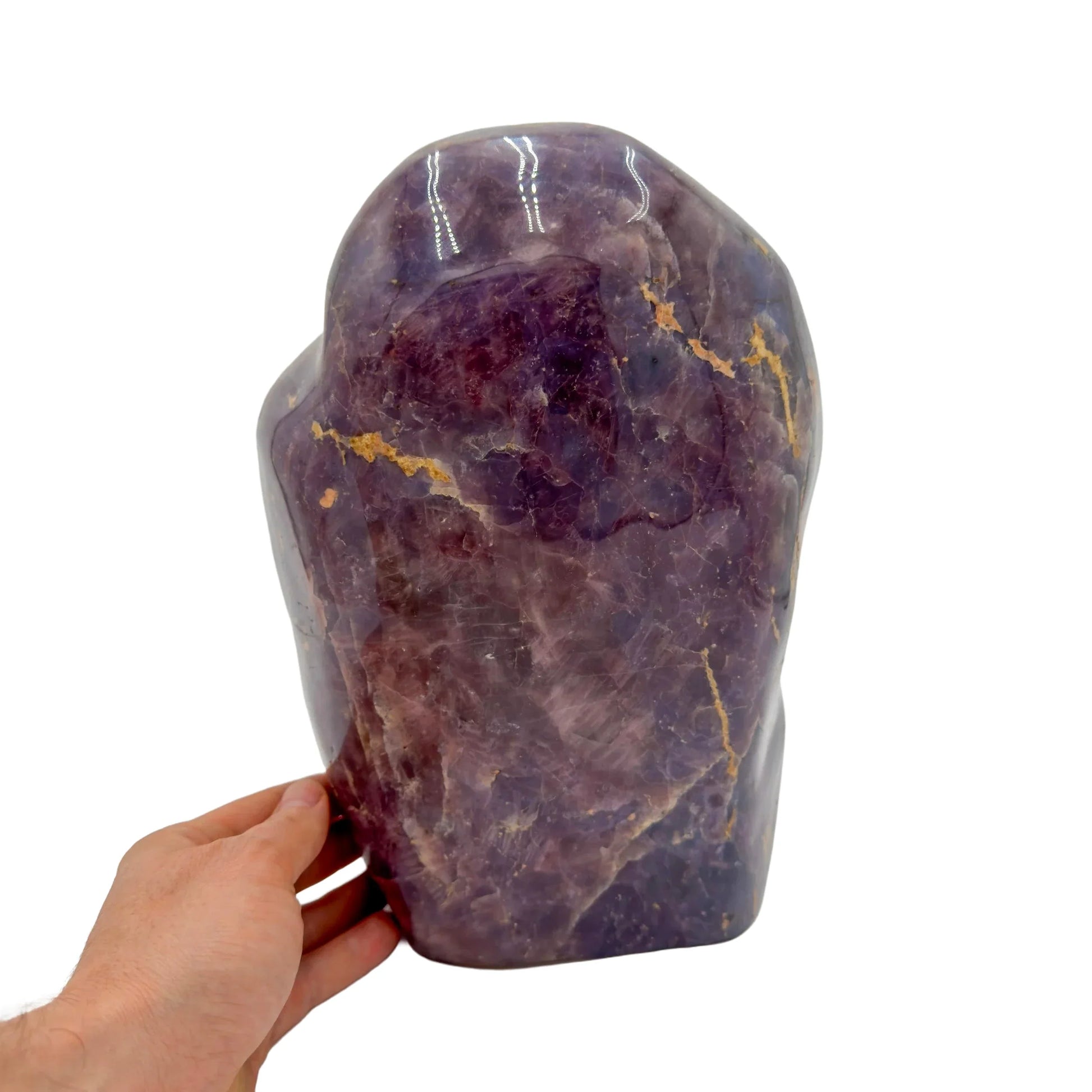 Full profile of Grade AA Blue Rose Quartz freeform ready to ship from Beyond Bohemian