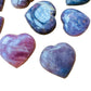 Overhead angle of Blue Rose Quartz polished heart, hand-selected from Alaotra-Mangoro, Madagascar.