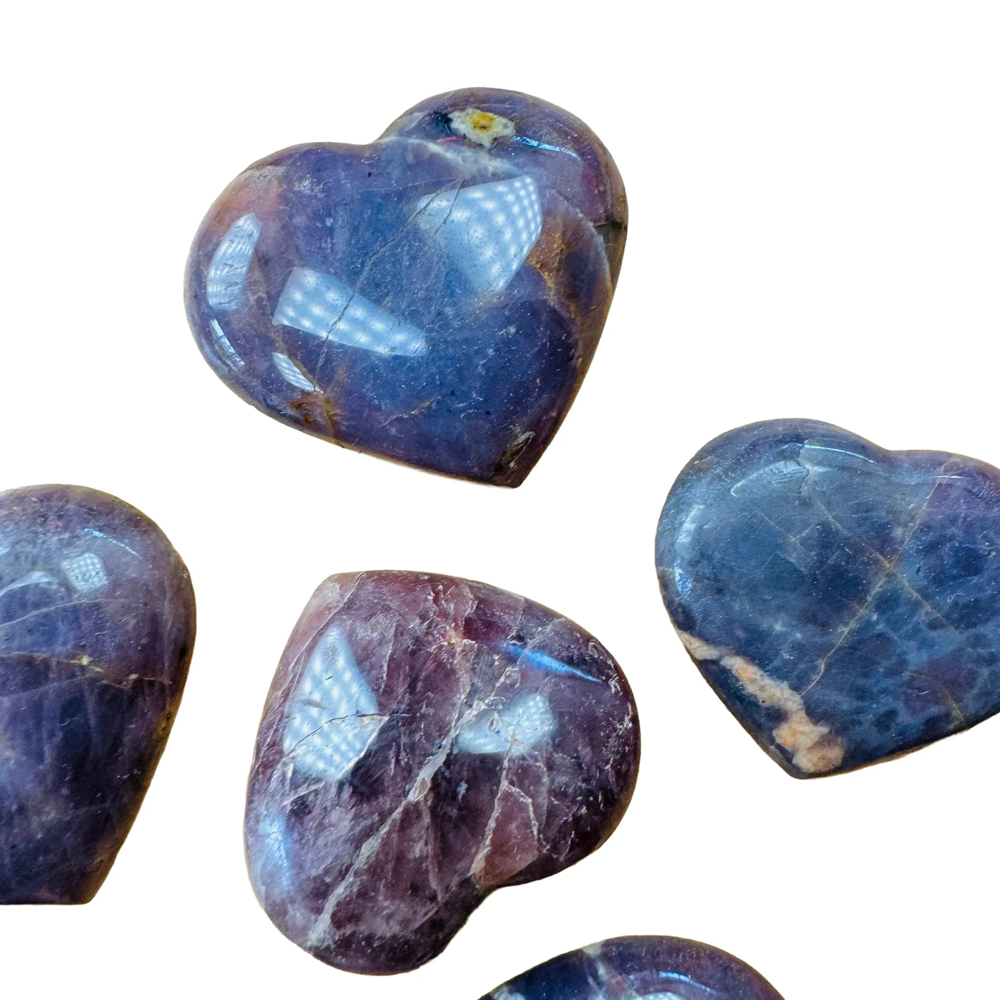 Underside detail of Blue Rose Quartz polished heart, from Alaotra-Mangoro, Madagascar.
