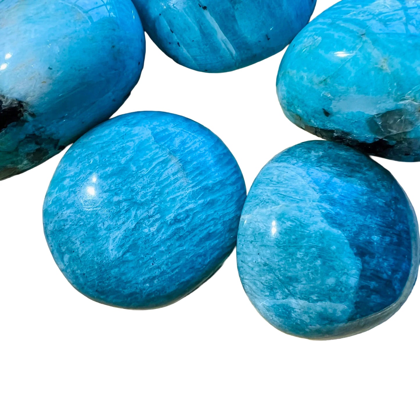 Grain detail of Amazonite palm stone, sourced from Amboasitra, Madagascar, showing soft luster.