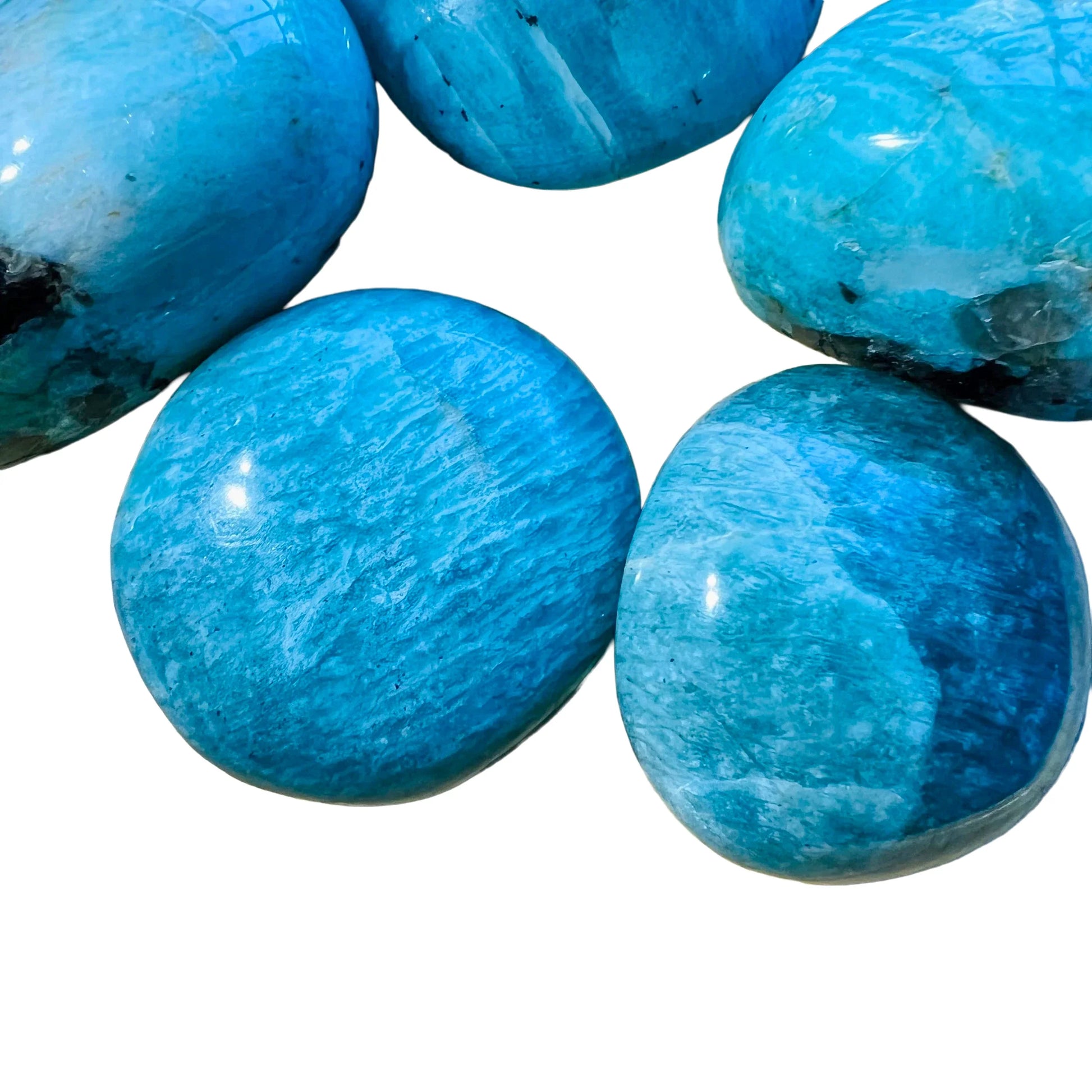 Grain detail of Amazonite palm stone, sourced from Amboasitra, Madagascar, showing soft luster.
