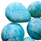 Underside detail of Amazonite palm stone, showing color depth, drawn on for Stress Relief and Emotional Healing.