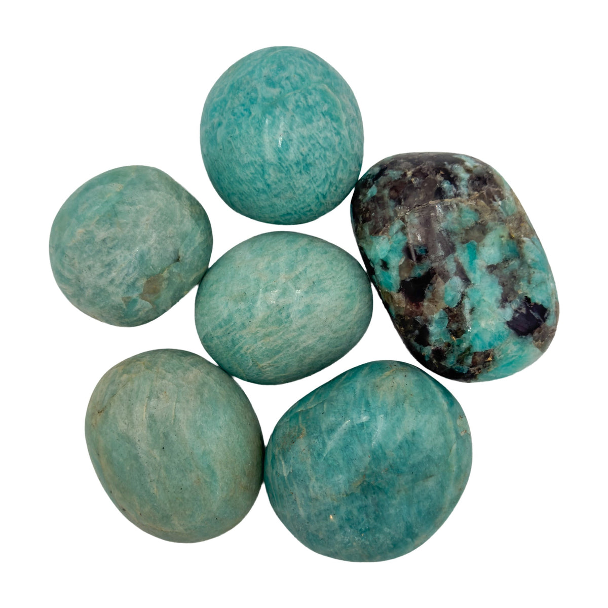 Amazonite Palm Stones, A Grade, 1.50-3 Inches, from Amboasitra, Madagascar