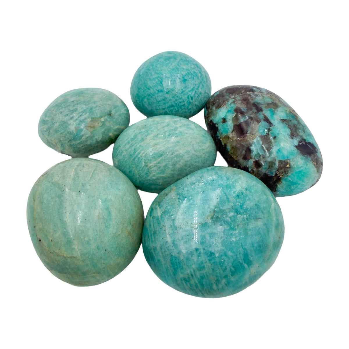Amazonite Palm Stones, A Grade, 1.50-3 Inches, from Amboasitra, Madagascar