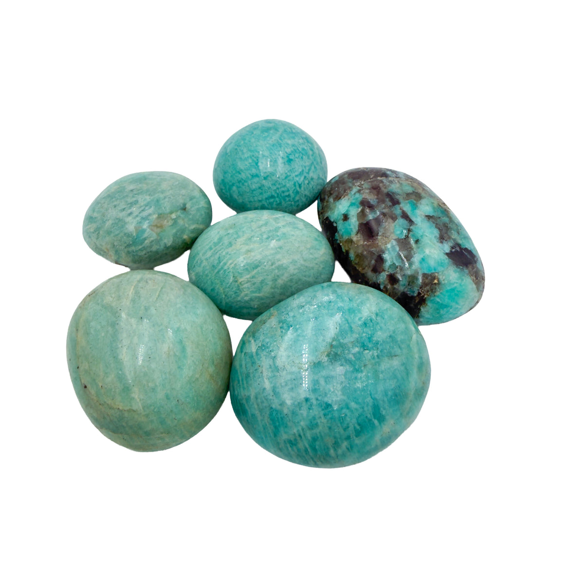 Amazonite Palm Stones, A Grade, 1.50-3 Inches, from Amboasitra, Madagascar
