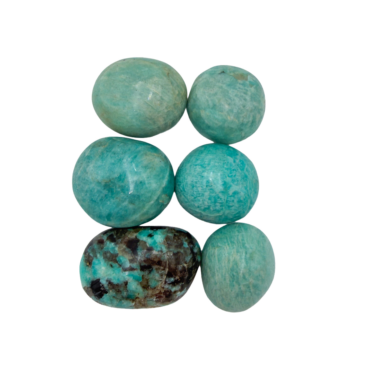 Amazonite Palm Stones, A Grade, 1.50-3 Inches, from Amboasitra, Madagascar