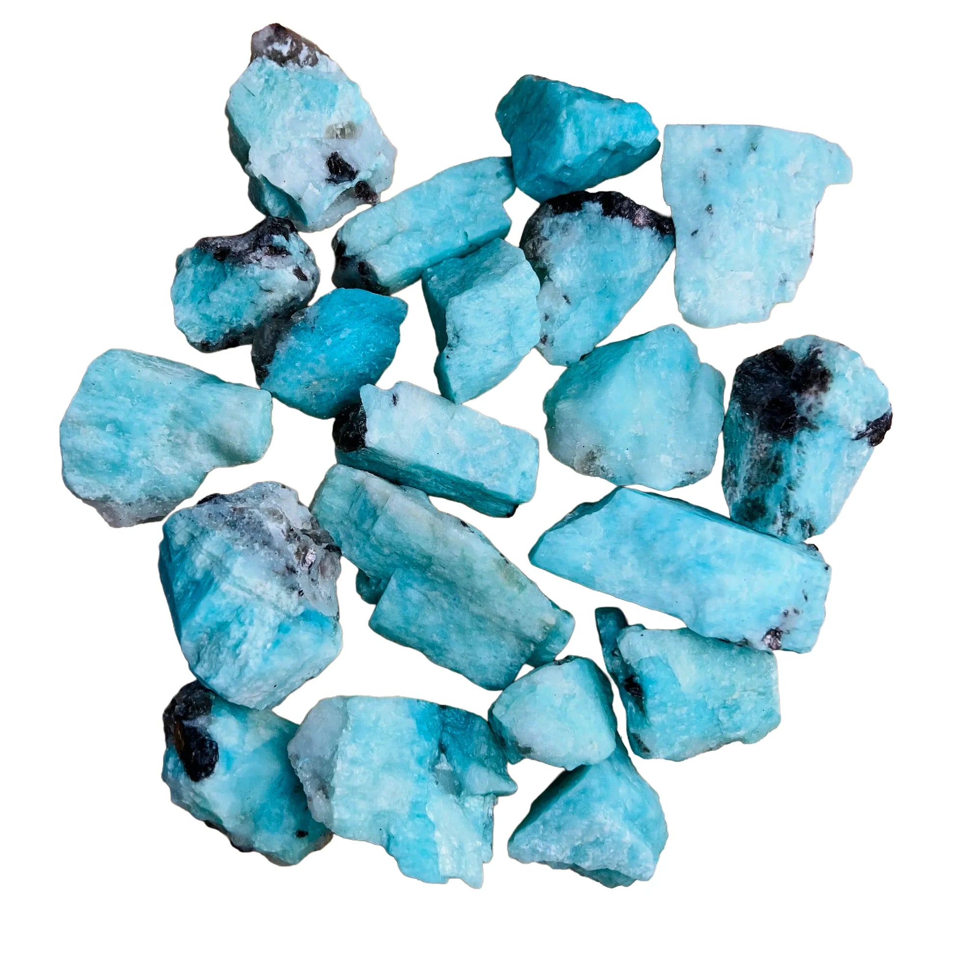 Magnified detail of Amazonite raw stone, showing natural texture.