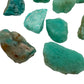 Profile view of Amazonite raw stone, showing tight grain.