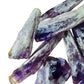 Overhead view of purple Amethyst raw point, showing untreated character.