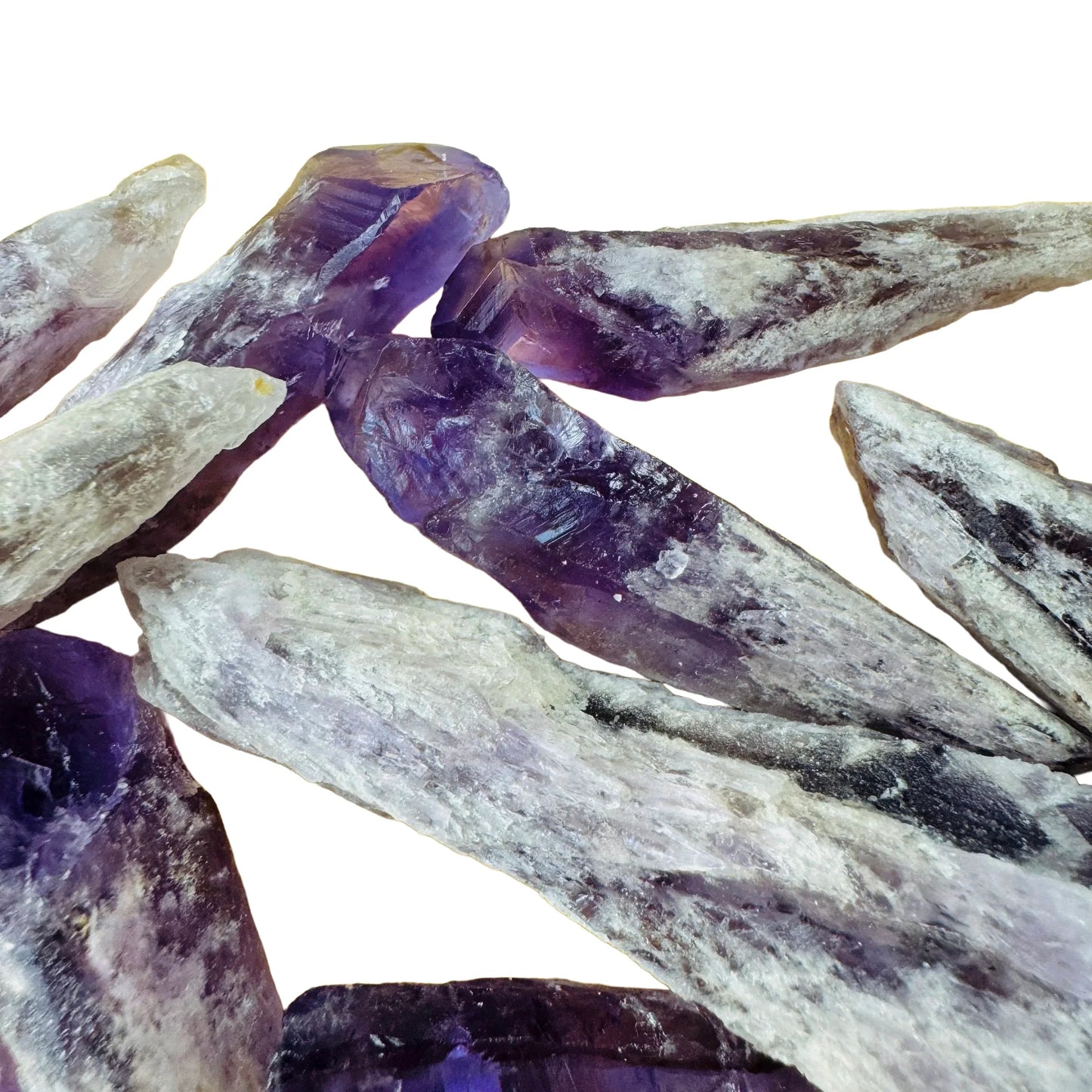 Reverse side of Amethyst raw point, sourced from Brazil, showing natural patina.