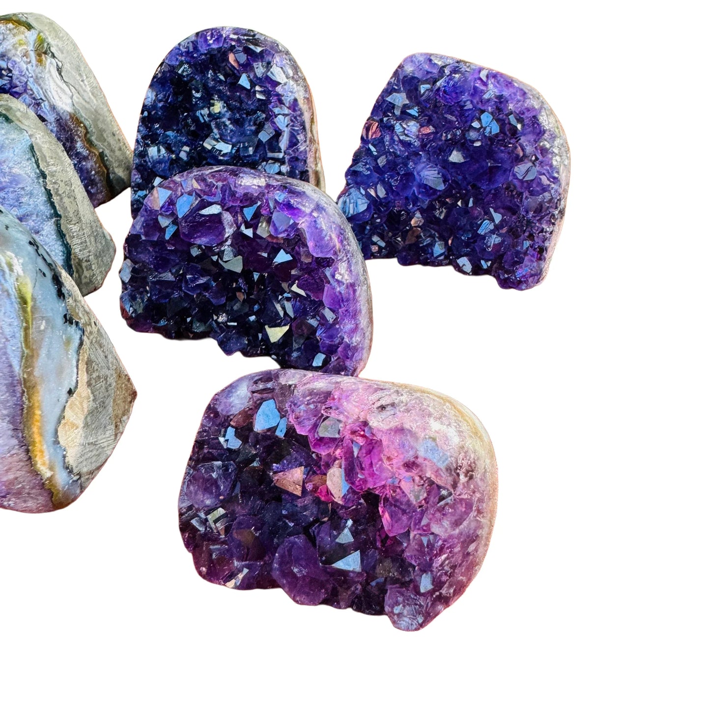 Detail shot of Grade AA Amethyst geode under natural light