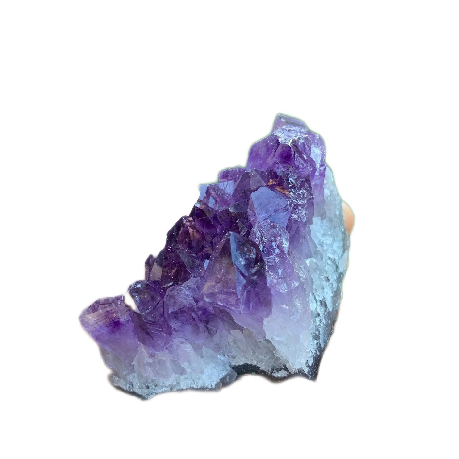 Profile view of purple Amethyst specimen, linked to Stress Relief, sourced from Rio Grande do Sul, Brazil.