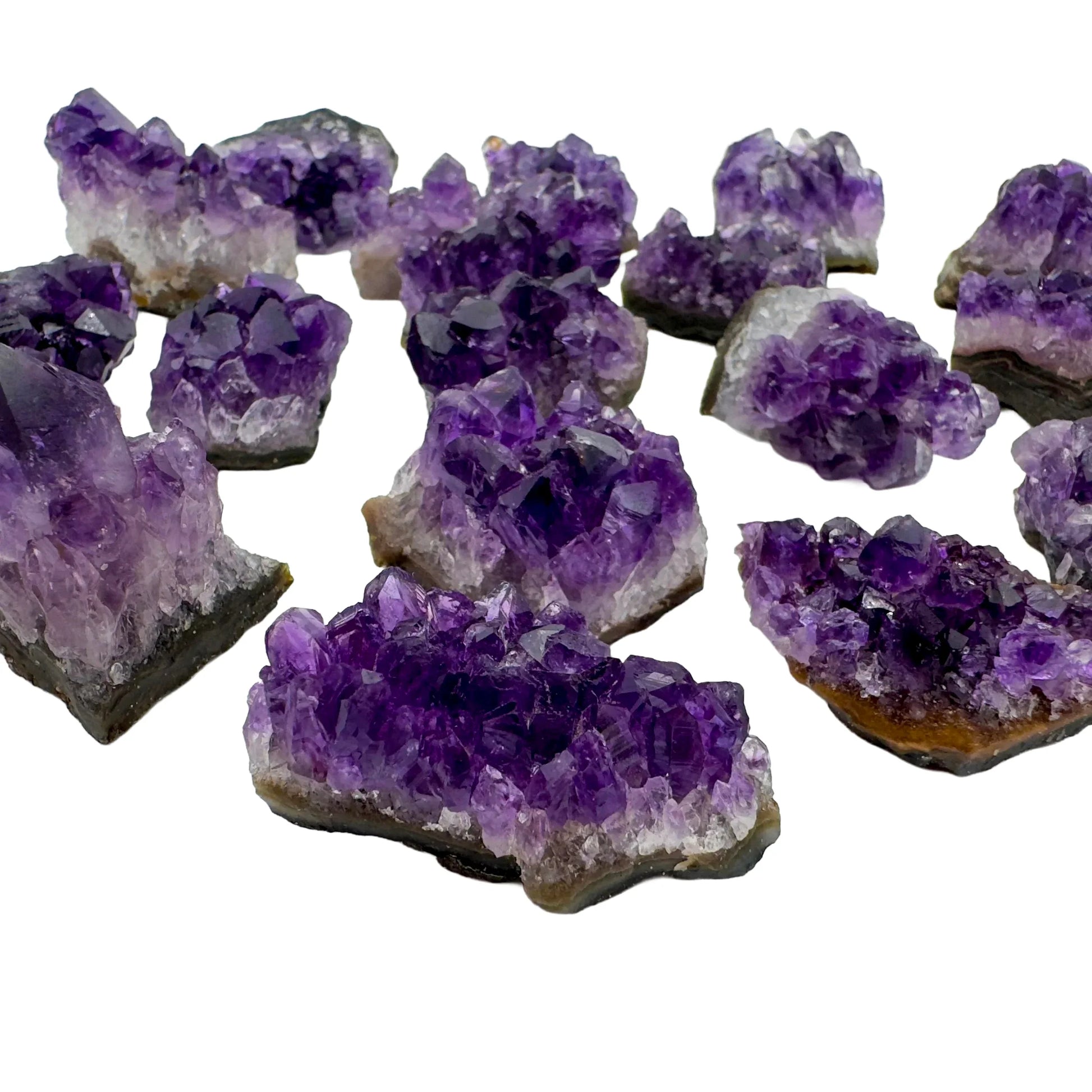 Lateral view of Amethyst specimen, carried for Stress Relief and Sleep, hand-selected from Artigas, Uruguay.