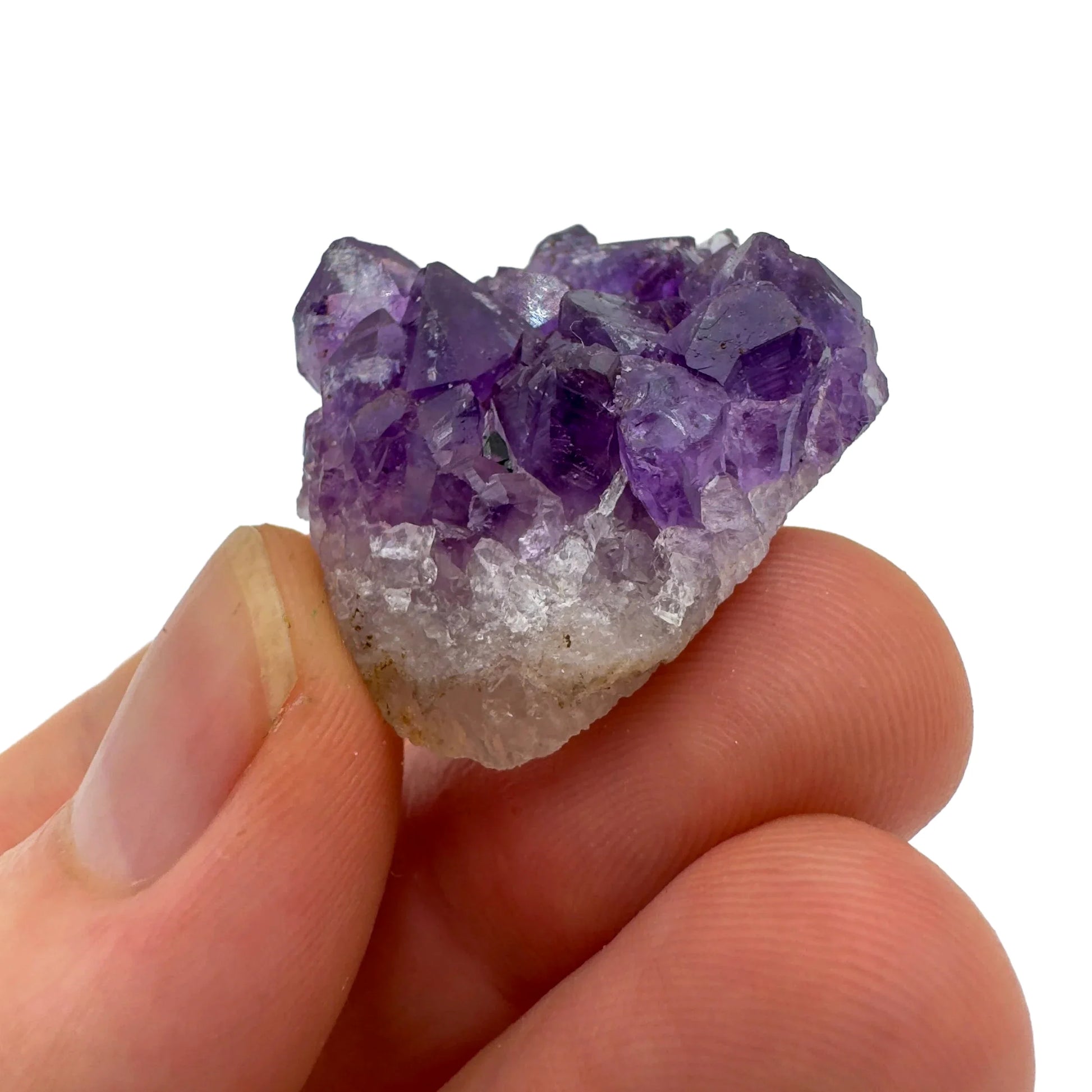 Back view of Grade AA Amethyst cluster showing natural surface