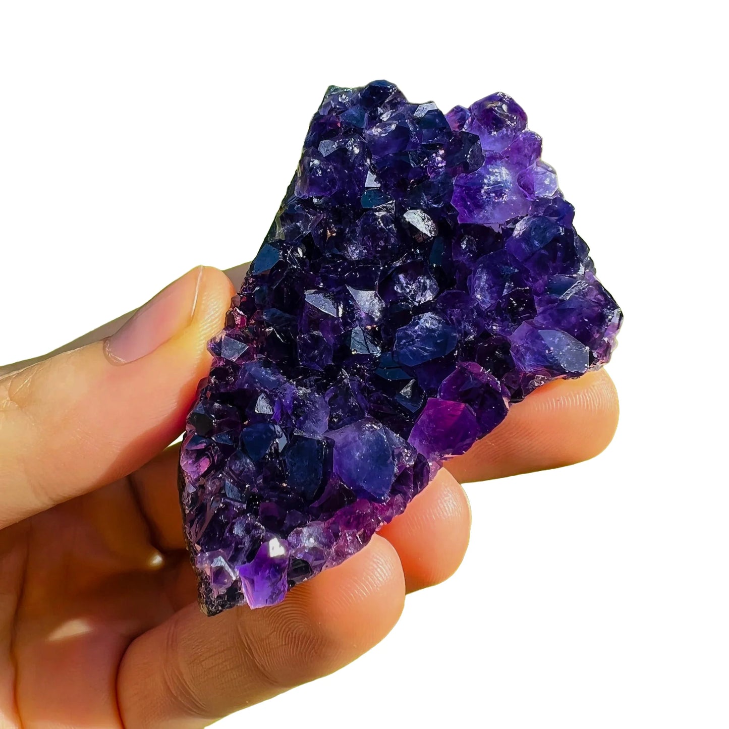 Top angle of Amethyst specimen, often paired with practices around Stress Relief, hand-selected from Artigas, Uruguay.