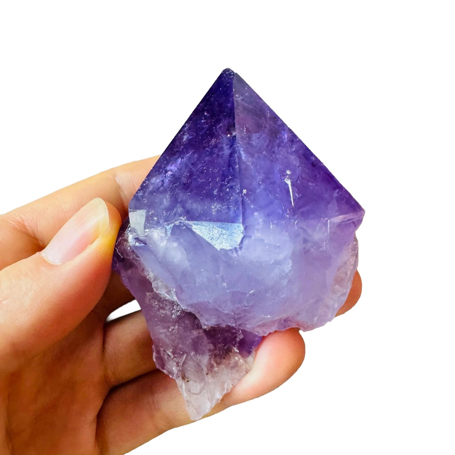 Back view of Grade AAA Amethyst point showing natural surface