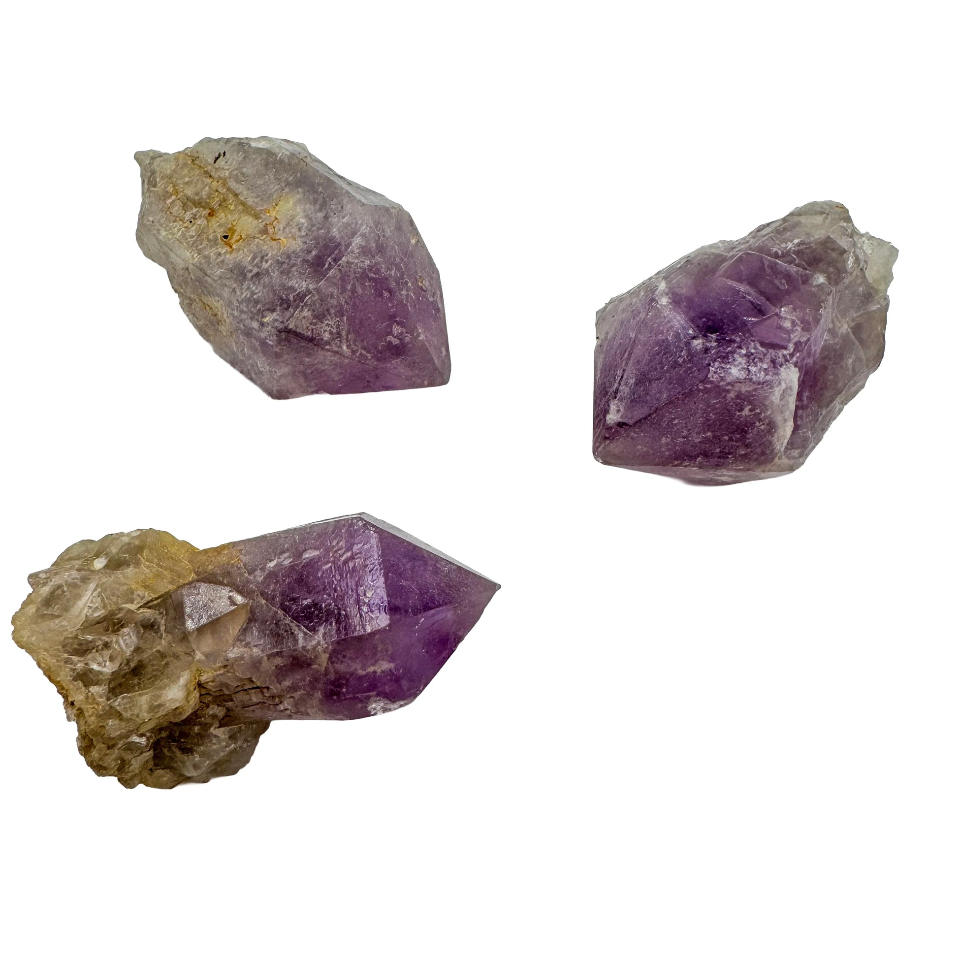 Lateral view of Amethyst raw point, often worked with for Stress Relief.
