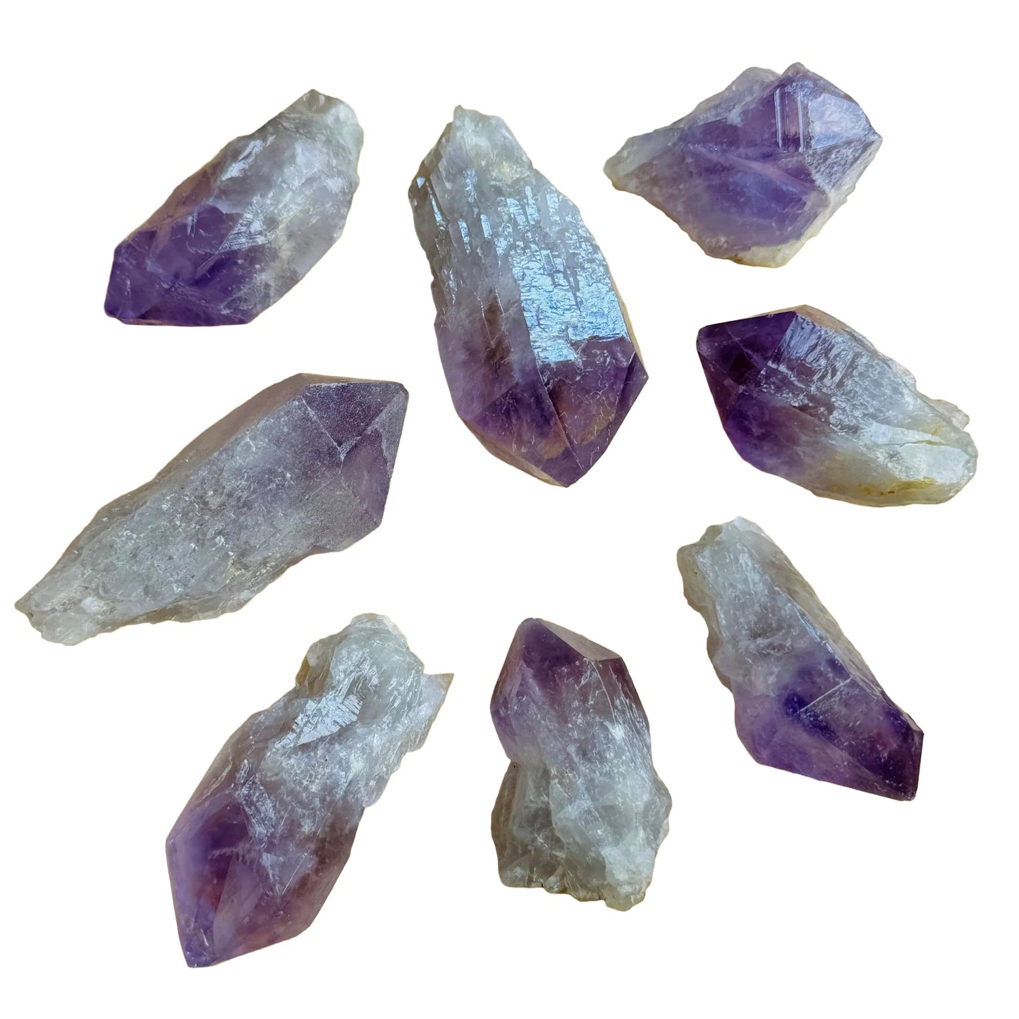 Underside detail of Amethyst raw point, for Stress Relief, showing characteristic color.