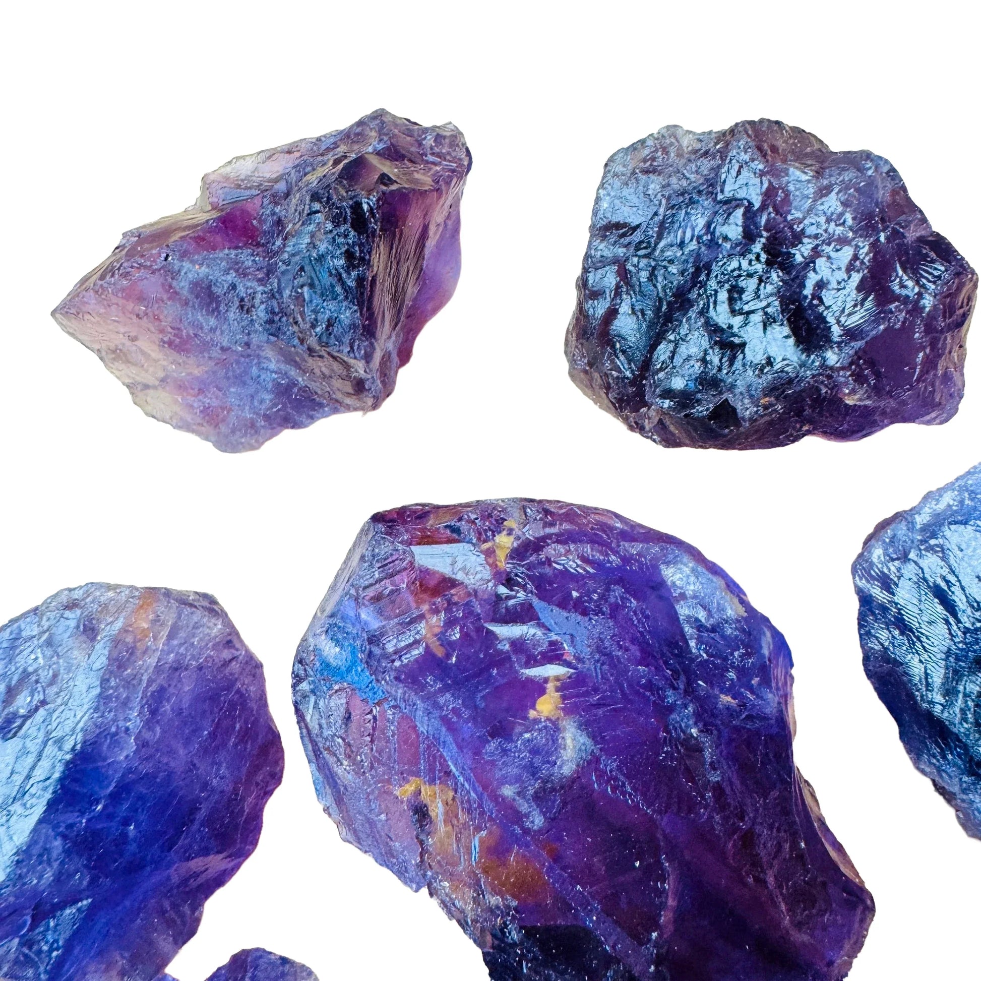 Alternate side of Amethyst raw stone, hand-selected from Rio Grande do Sul, Brazil, often kept for Stress Relief.