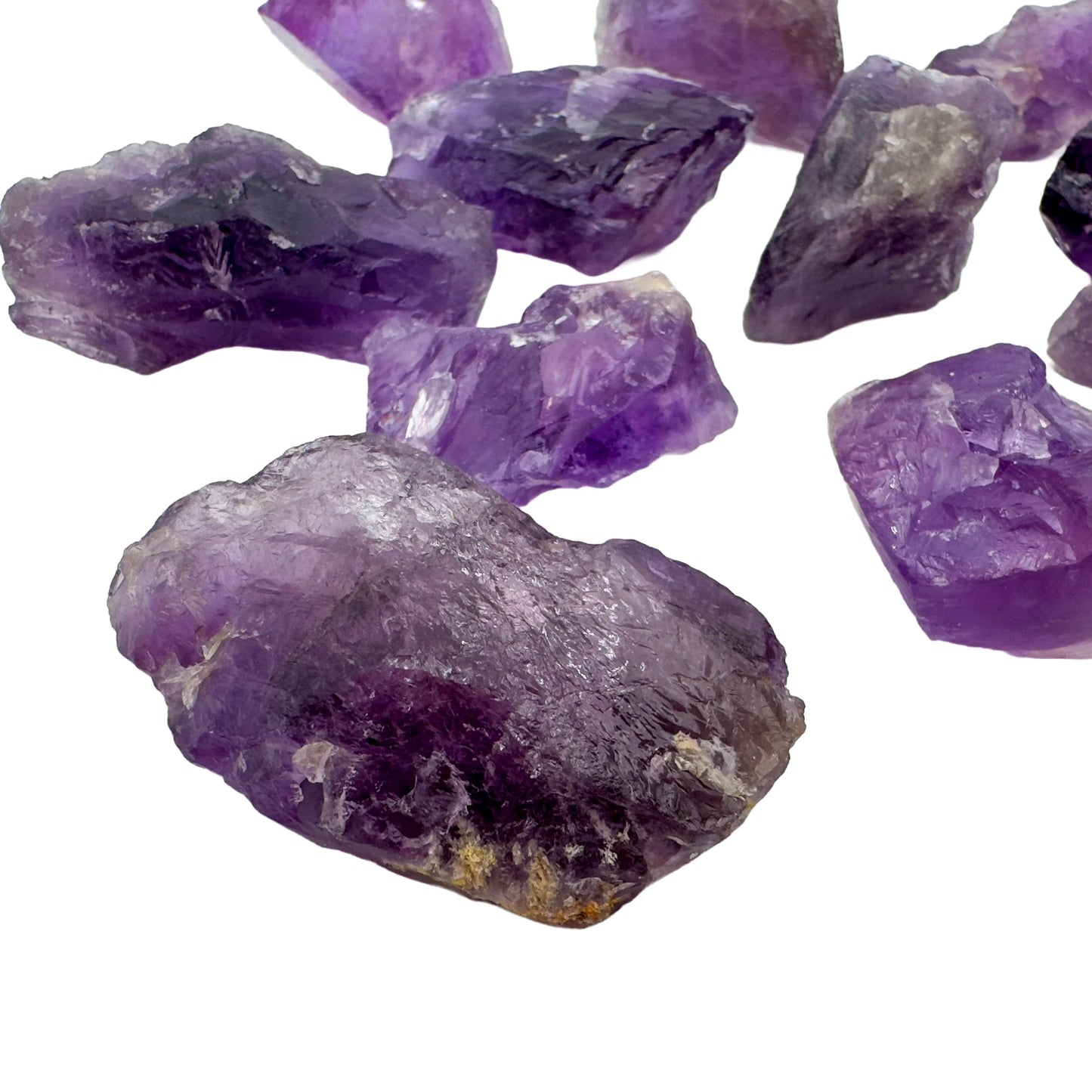 Edge view of Amethyst raw stone, for Stress Relief, Brazil-sourced.