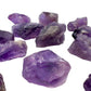 Overhead angle of Amethyst raw stone, showing natural form, from Brazil.