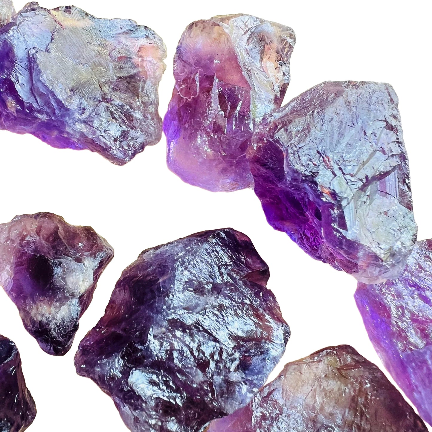 Full profile of Grade AA Amethyst raw ready to ship from Beyond Bohemian